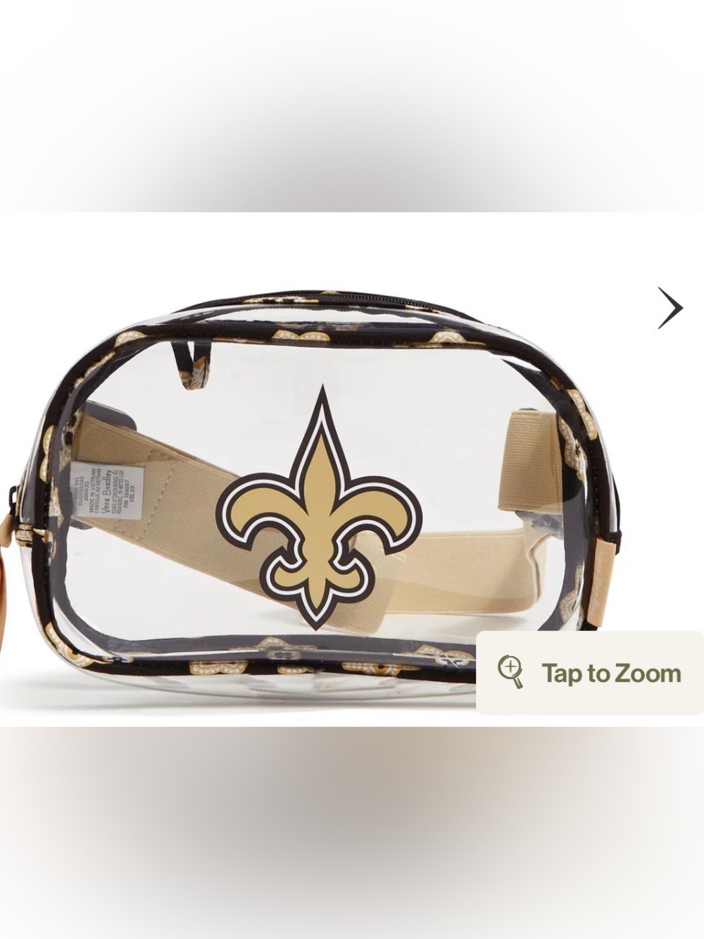 Vera Bradley Clear New Orleans Saints Cosmetic Pouch/fanny pack